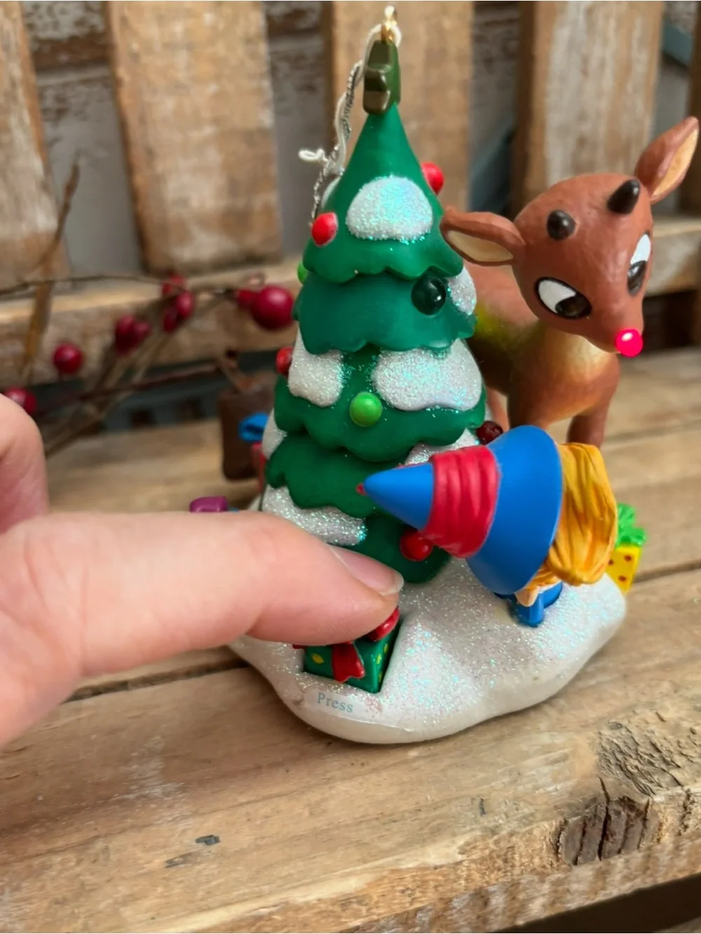 Carlton Cards Rudolph's Brightest Christmas Light up Ornament Hermie 2002